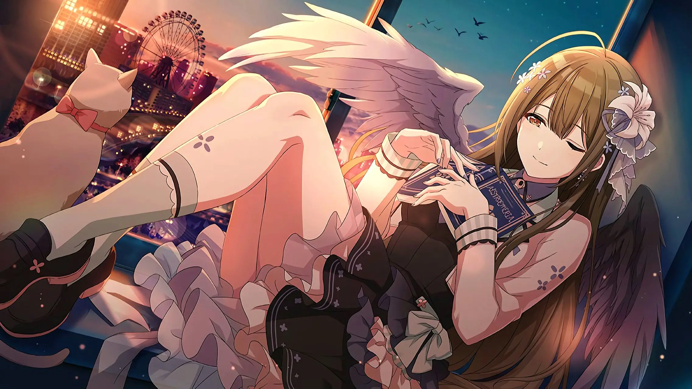 Illustration de la carte P-SSR [Spring Breeze Street, Address No.1] (Fes) de l'idole Chiyuki Kuwayama, apparaissant dans le jeu mobile THE iDOLM@STER Shiny Colors.